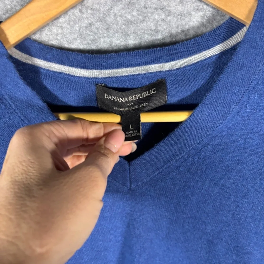 Banana Republic‎ Premium Luxe Yarn V Neck Sweater Blue Mens Size Large